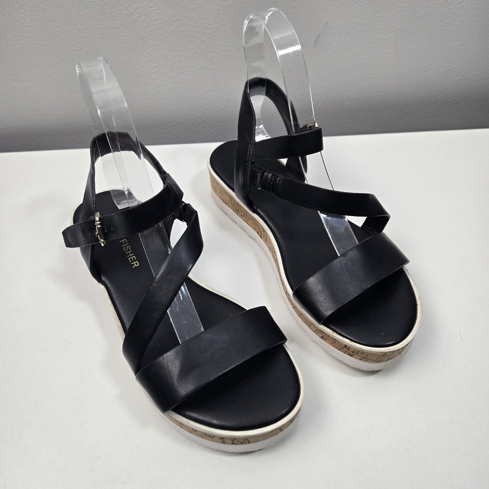 Marc Fisher Black Crisscross Sandals